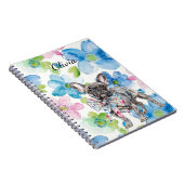 Carnet Chien rose bleu floral Bow personnalisé (Côté Droit)