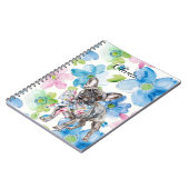 Carnet Chien rose bleu floral Bow personnalisé (Côté gauche)