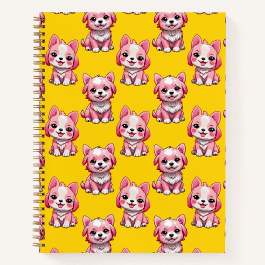 Carnet Chien rose Motif design - Jaune (Devant)