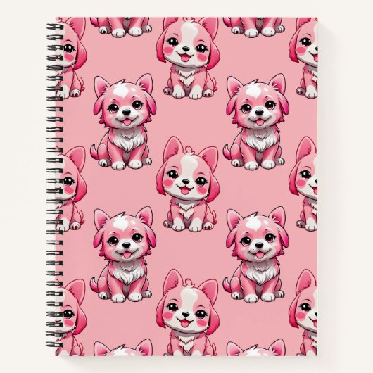 Carnet Chien rose Motif design - Rose (Devant)