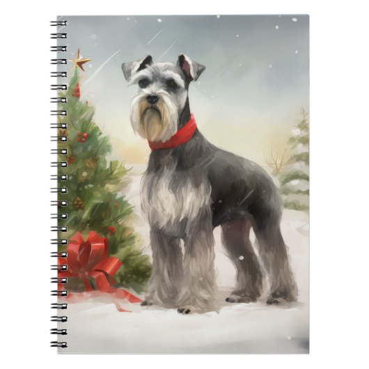 Carnet Chien Schnauzer dans la neige de Noël (Devant)