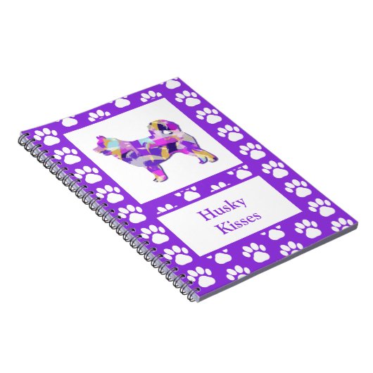 Carnet Chien sibérien Husky Silhouette Paw Purple PY&B (Côté Droit)