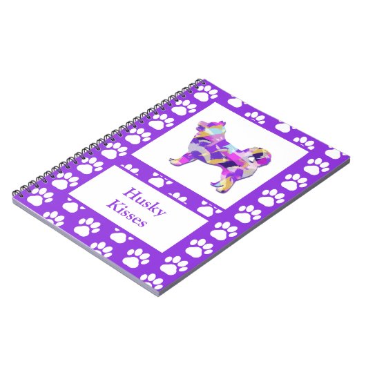 Carnet Chien sibérien Husky Silhouette Paw Purple PY&B (Côté gauche)