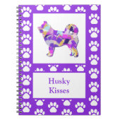 Carnet Chien sibérien Husky Silhouette Paw Purple PY&B (Devant)