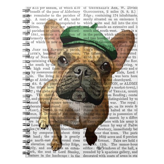 Carnet Chien-taureau français Brown avec Casquette vert 2 (Devant)