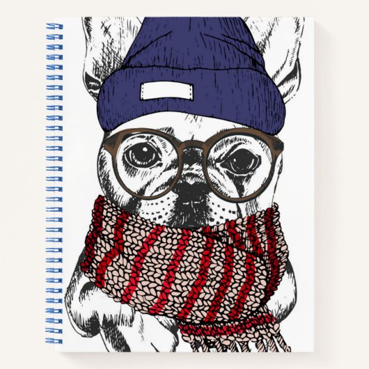 Carnet Chien taureau français Hipster (Devant)