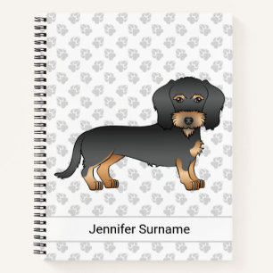 Carnet Chien teckel à poil dur noir et feu avec texte