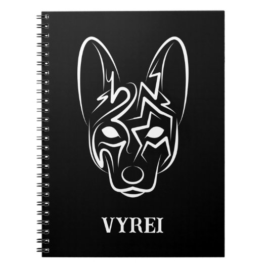 Carnet Chien tribal noir et blanc (Devant)