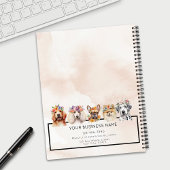 Carnet Chiens adorables avec couronne de fleurs, aquarell