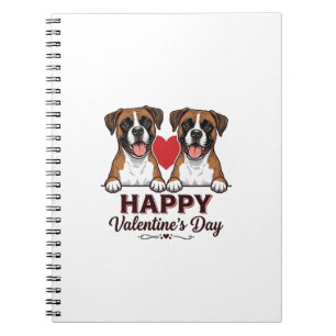 Carnet Chiens Boxer Joyeuse Saint-Valentin Vintage