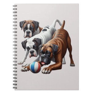 Carnet Chiens Boxers Joueurs et Balle : Amusement à Chaqu