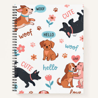 Carnet Chiens de dessin animé mignons motif esthétique d'