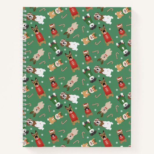 Carnet Chiens de Noël Motif Rouge Vert (Devant)