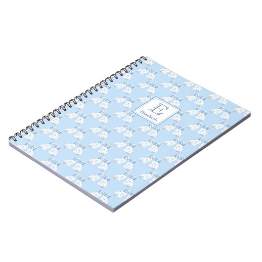 Carnet Chiens De Poterie Bleus Et Blancs De Monogramme Pr (Côté gauche)