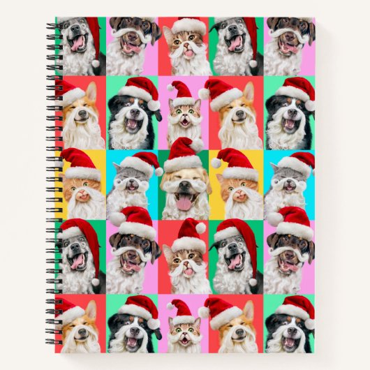 Carnet Chiens et chats avec barbe de Père Noël (Devant)