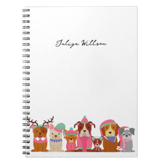 Carnet chiens mignons dans le nom d'hiver
