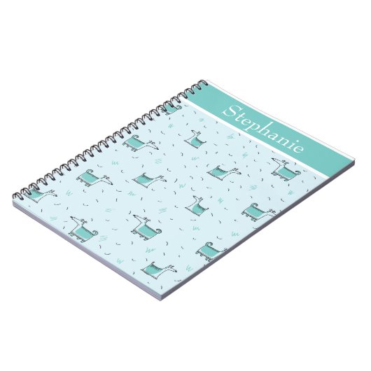 Carnet Chiens mignons Votre nom Green Sketched (Côté gauche)