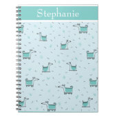 Carnet Chiens mignons Votre nom Green Sketched (Devant)