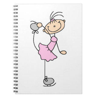 Carnet Chiffre rose patineur de bâton de fille de glace