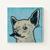Carnet Chihuahua à moustache Monogramme Graffiti (Dos)