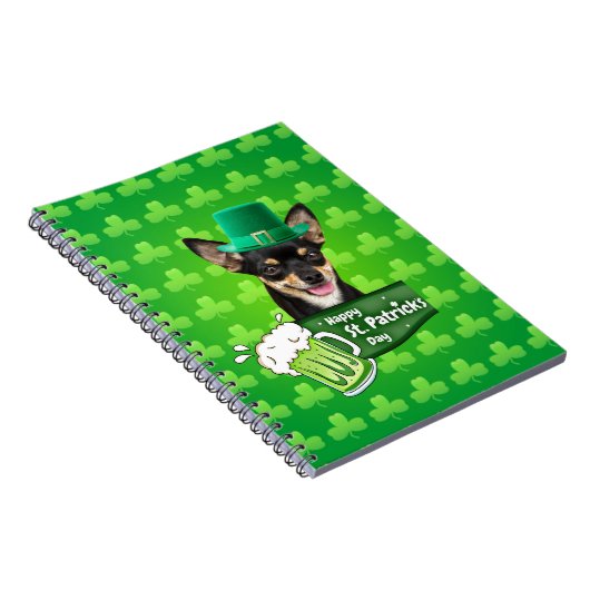 Carnet Chihuahua Chien Chiot Chiot St. Patrick's Day Clov (Côté Droit)