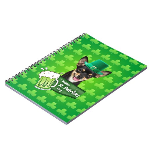 Carnet Chihuahua Chien Chiot Chiot St. Patrick's Day Clov (Côté gauche)