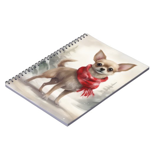 Carnet Chihuahua Chien dans Noël de neige (Côté gauche)