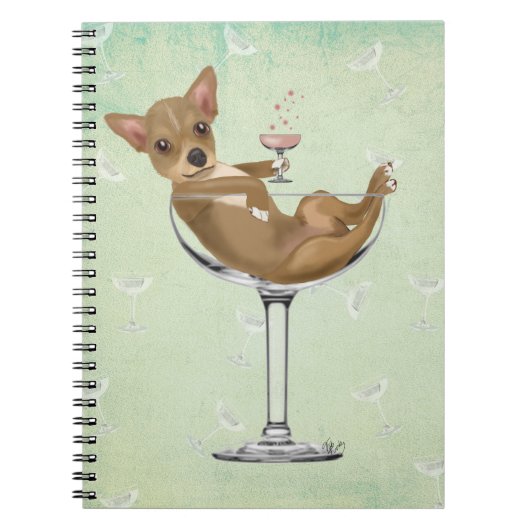 Carnet Chihuahua en verre de cocktail (Devant)