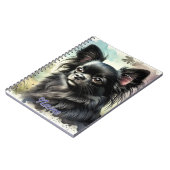 Carnet Chihuahua noir à long haïre en aquarelle (Côté gauche)