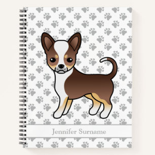 Carnet Chihuahua Tricolor Lisse au Pelage Chocolat & Text
