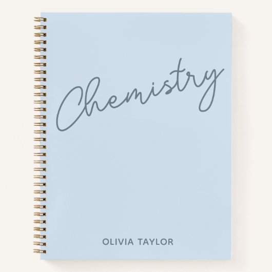 Carnet Chimie Bleu Clair Nom Personnalisé Objet (Devant)