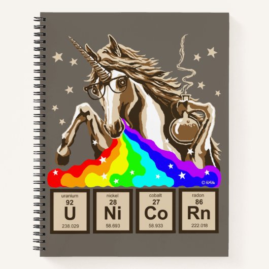 Carnet Chimie licorne pukes arc-en-ciel (Devant)