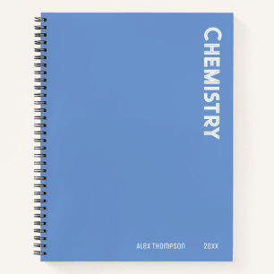 Carnet Chimie monographie avec nom et objet bleu