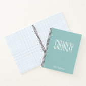 Carnet Chimie Papier blanc et lin Aqua Blue Nom (Intérieur)