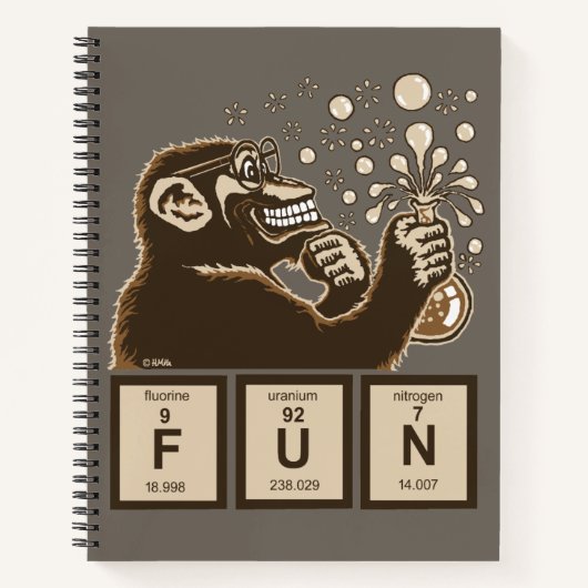 Carnet Chimie singe découvert amusant (Devant)