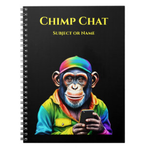Carnet Chimp Conversation-Chimpanzé avec téléphone