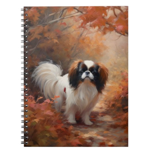 Carnet Chin japonais à l'automne Feuilles automne Inspira (Devant)