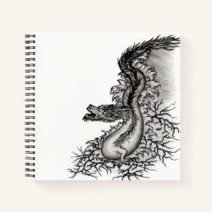 Carnet Chine Dragon, noir et blanc Design en Tattoostyl