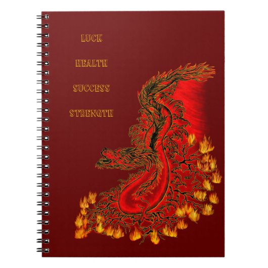 Carnet Chine Dragon rouge et or design (Devant)