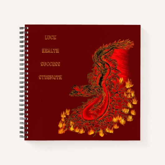 Carnet Chine Dragon rouge et or design (Devant)