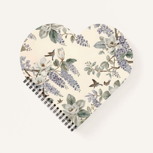 Carnet Chinoiserie Élégante Fleurs & Oiseaux (Devant)
