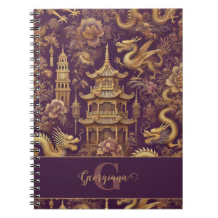 Carnet Chinoiserie Victorienne Personalisée Purple & Gold