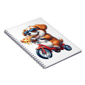 Carnet chiot à vélo mangeant de la pizza (Côté Droit)
