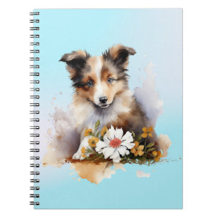 Carnet Chiot de berger des Shetland Animal en aquarelle F