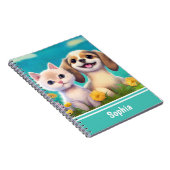 Carnet Chiot et chaton mignon Nom des enfants personnalis (Côté Droit)