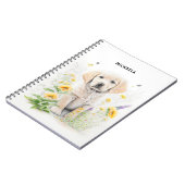 Carnet Chiot Golden Retriever Monogramme Floral Nom (Côté gauche)