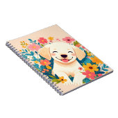 Carnet chiot labrador jaune au milieu des fleurs (Côté Droit)