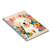 Carnet chiot labrador jaune au milieu des fleurs (Côté Droit)
