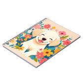 Carnet chiot labrador jaune au milieu des fleurs (Côté gauche)