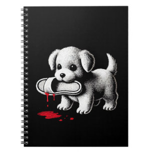 Carnet Chiot Mignon avec Chemise à Pantoufle Humour Noir